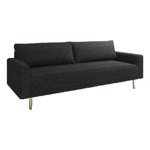 Benjara Remy Sofa- Black Boucle- Bench Style Seat with Track Arms- 83 Inch