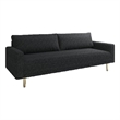 Benjara Remy Sofa- Black Boucle- Bench Style Seat with Track Arms- 83 Inch