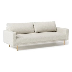Benjara Remy Sofa- Off White Boucle- Bench Style Seat with Track Arms- 83 Inch