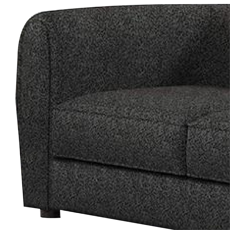 Benjara Dly Retro Loveseat- Black Boucle Seat- Welt Trims- 68 Inch- Tuxedo Style