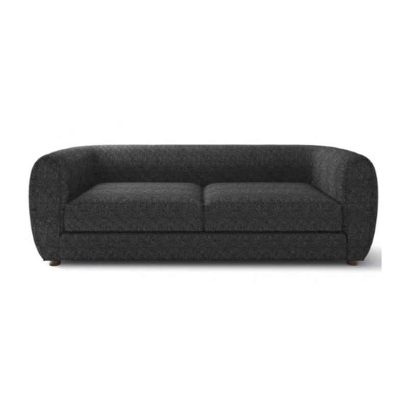 Benjara Dly Retro Sofa- Black Boucle Seat- Welt Trims- 87 Inch- Tuxedo Style
