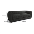 Benjara Dly Retro Sofa- Black Boucle Seat- Welt Trims- 87 Inch- Tuxedo Style