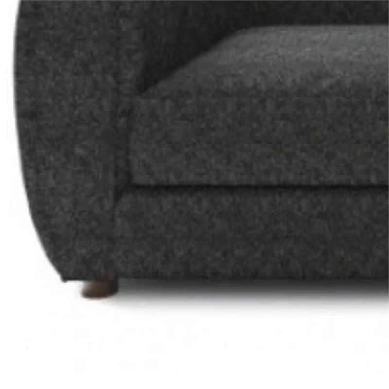 Benjara Dly Retro Sofa- Black Boucle Seat- Welt Trims- 87 Inch- Tuxedo Style