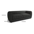 Benjara Dly Retro Sofa- Black Boucle Seat- Welt Trims- 87 Inch- Tuxedo Style
