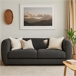 Benjara Dly Retro Sofa- Black Boucle Seat- Welt Trims- 87 Inch- Tuxedo Style