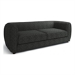 Benjara Dly Retro Sofa- Black Boucle Seat- Welt Trims- 87 Inch- Tuxedo Style