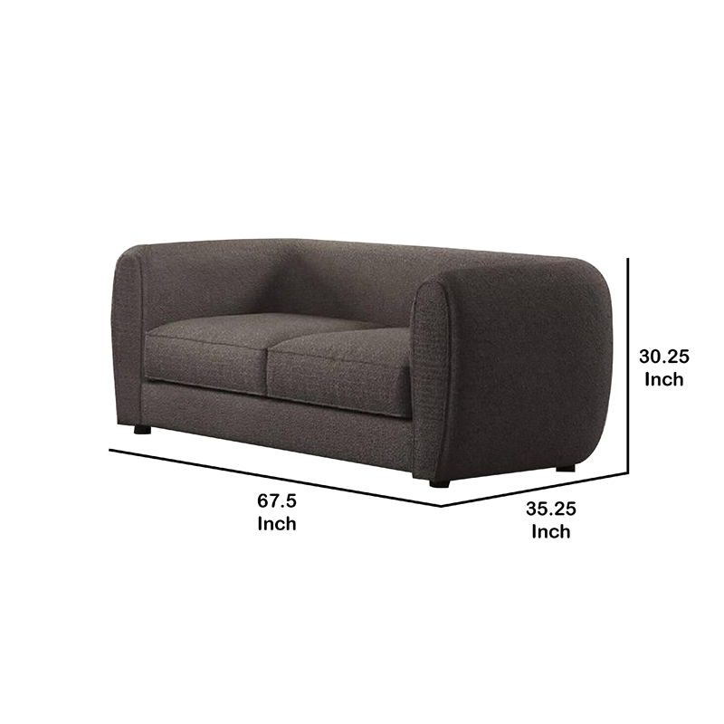 Benjara Dly Retro Loveseat- Gray Boucle Seat- Welt Trim- 68