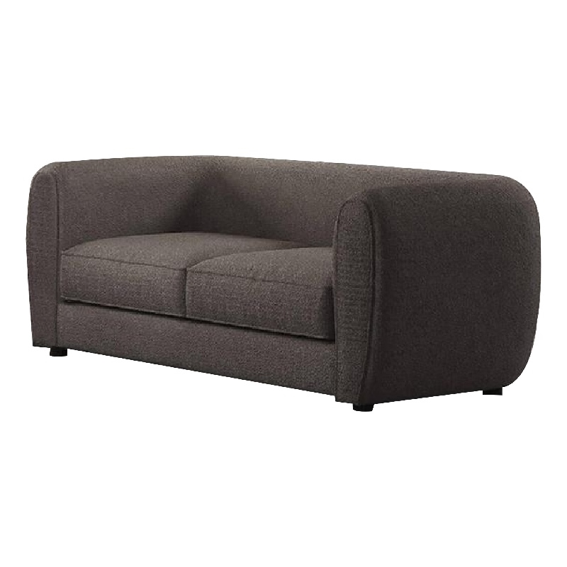 Benjara Dly Retro Loveseat- Gray Boucle Seat- Welt Trim- 68