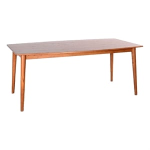 Benjara Amy Dining Table- 72&quot Curved Edge Top- Cinnamon Brown Solid Wood