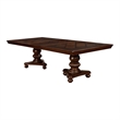 Benjara Ena 9pc Dining Table and Chair Set- Brown Faux Leather- Solid Wood