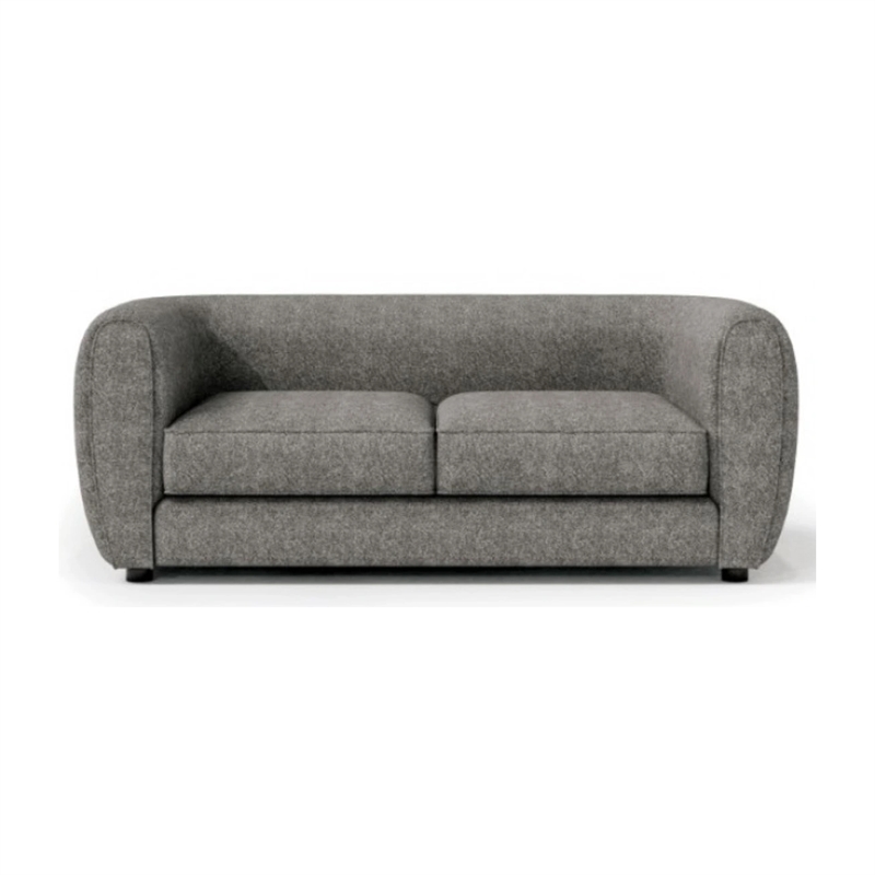 Benjara Dly Retro Sofa- Gray Boucle Seat- Welt Trim- 87