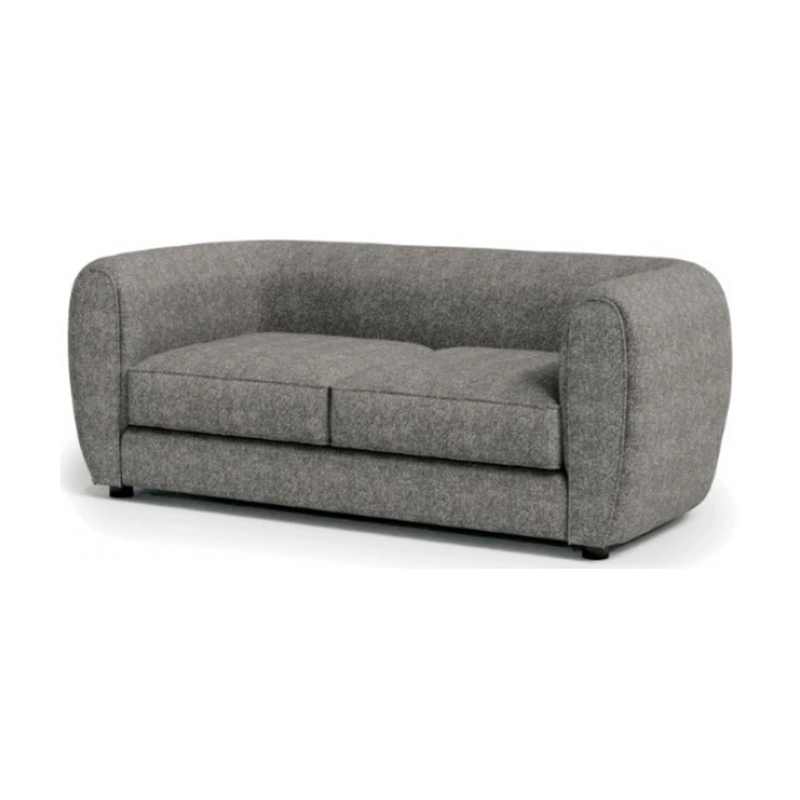 Benjara Dly Retro Sofa- Gray Boucle Seat- Welt Trim- 87