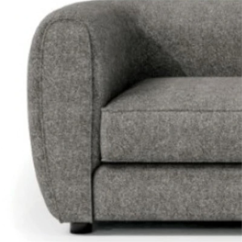 Benjara Dly Retro Sofa- Gray Boucle Seat- Welt Trim- 87