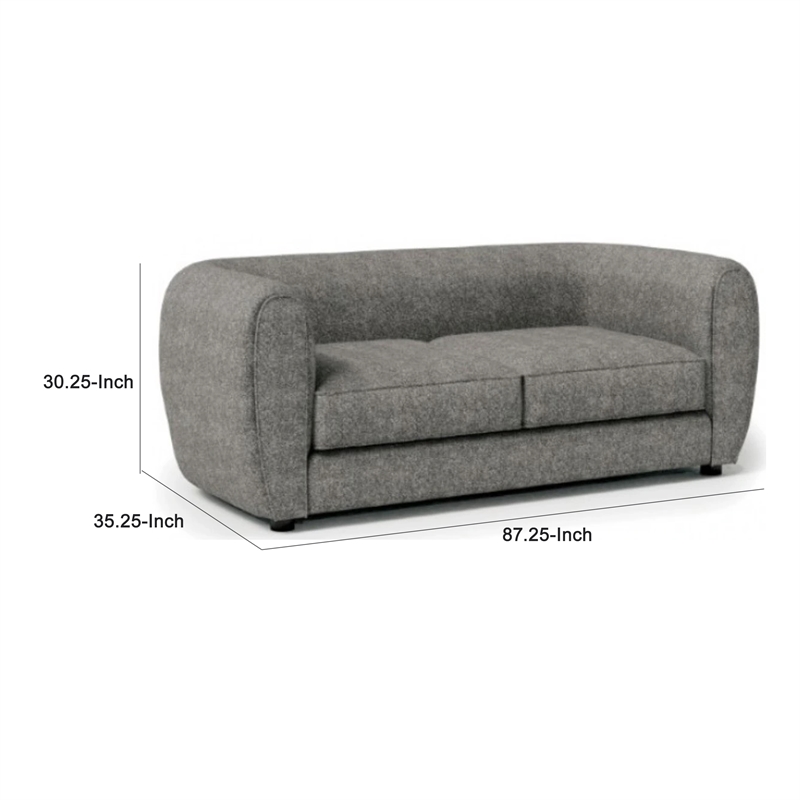Benjara Dly Retro Sofa- Gray Boucle Seat- Welt Trim- 87