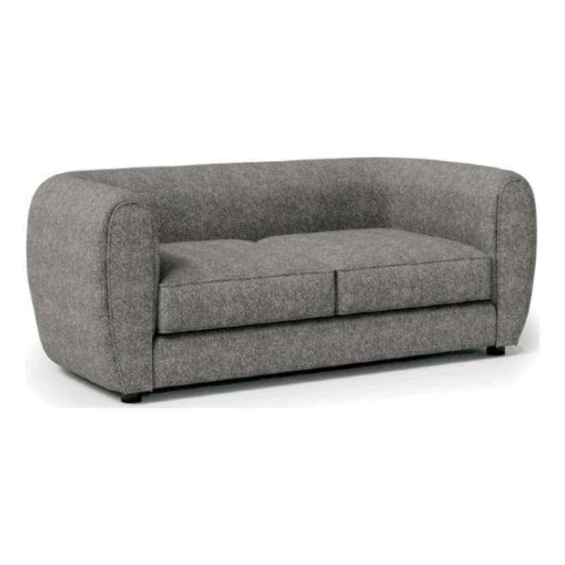 Benjara Dly Retro Sofa- Gray Boucle Seat- Welt Trim- 87