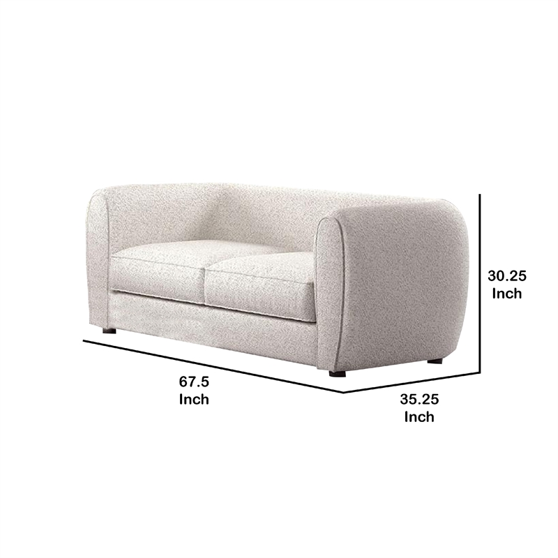 Benjara Dly Loveseat- Off White Boucle Seat- Welt Trim- 68