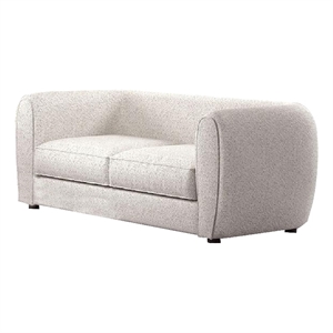 Benjara Dly Loveseat- Off White Boucle Seat- Welt Trim- 68&quot Tuxedo Style