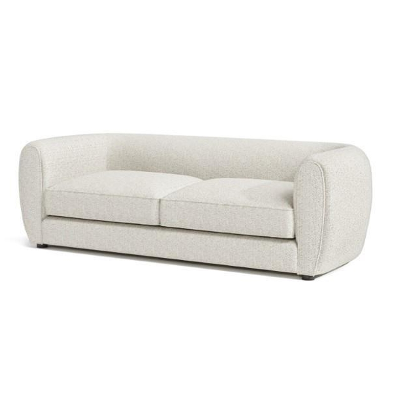 Benjara Dly Sofa- Off White Boucle Seat- Welt Trim- 87