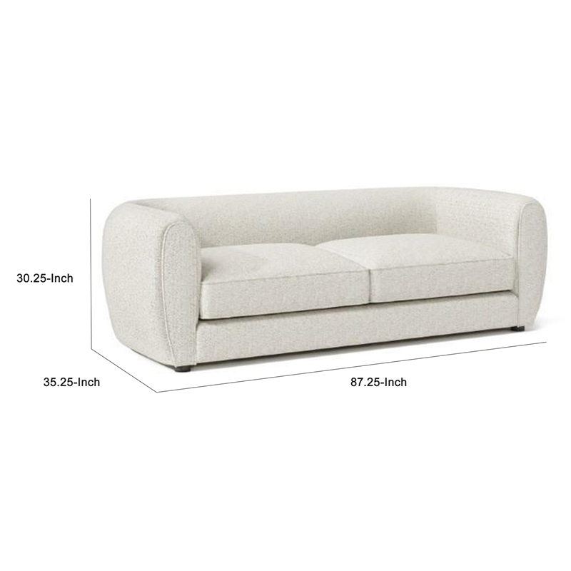 Benjara Dly Sofa- Off White Boucle Seat- Welt Trim- 87