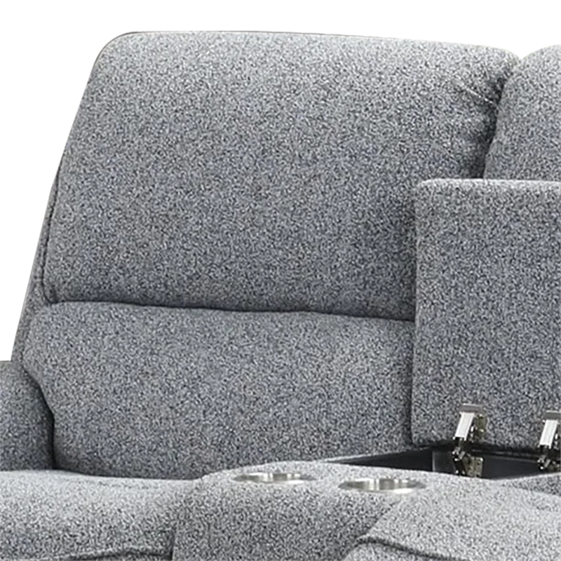 Benjara Cote Loveseat- Power Reclining- Gray Boucle- Center Console- 73 Inch