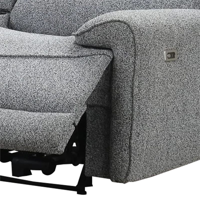 Benjara Cote Loveseat- Power Reclining- Gray Boucle- Center Console- 73 Inch