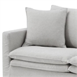 Benjara Rutu Loveseat- 2 Accent Pillows- Light Gray Padded Linen- 68 Inch