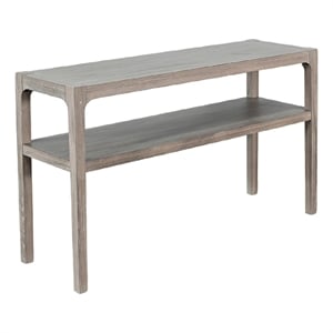 Benjara Fela Sofa Console Table- 48&quot Top w Shelf- Natural Brown Solid Wood