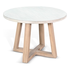 Benjara Dilly Side End Table- Cross Pedestal Base- Light Gray- 28&quot Solid Wood