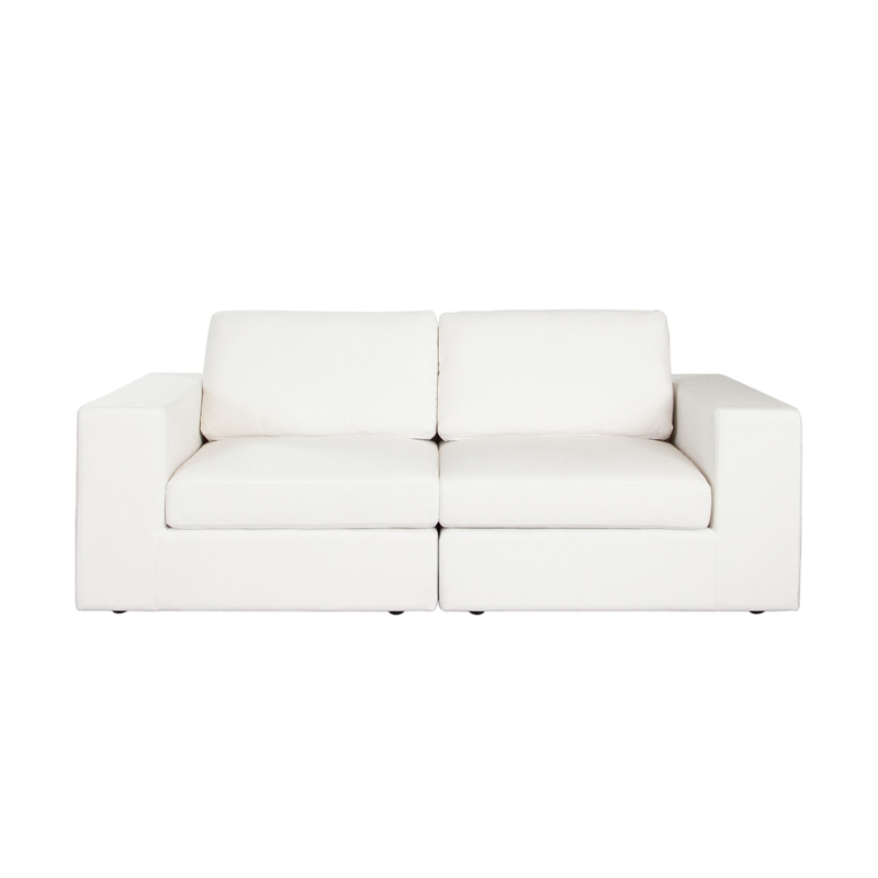 Benjara Lipi 2pc Modular Sofa Set- Mist White- 82