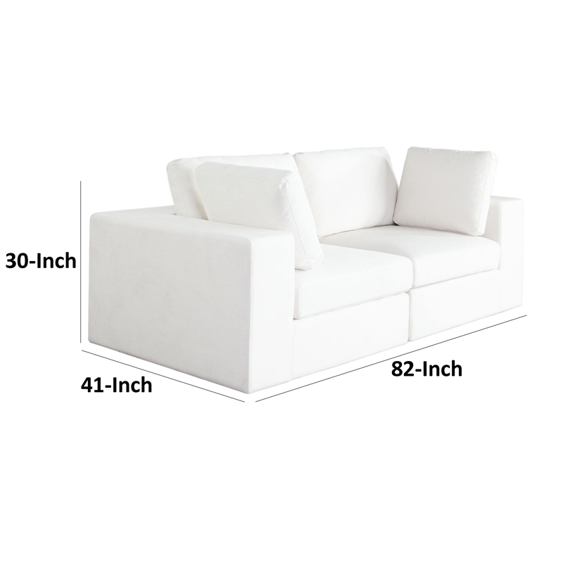 Benjara Lipi 2pc Modular Sofa Set- Mist White- 82