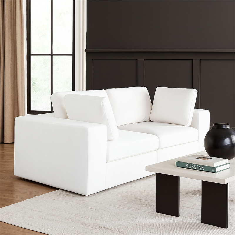 Benjara Lipi 2pc Modular Sofa Set- Mist White- 82