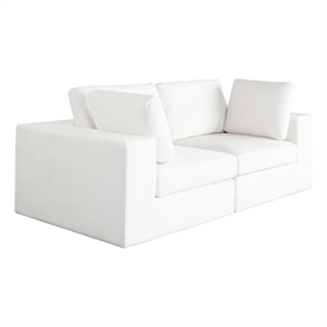 Benjara Lipi 2pc Modular Sofa Set- Mist White- 82&quot Solid Wood Frame
