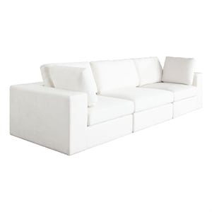 Benjara Lipi 3pc Modular Sofa Set- Mist White- 120&quot Solid Wood Frame