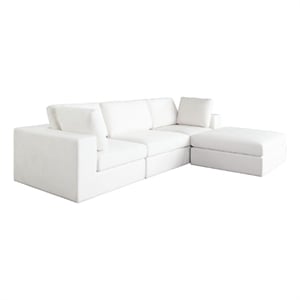 Benjara Lipi 4pc Modular Sectional Chaise Sofa Set- Mist White