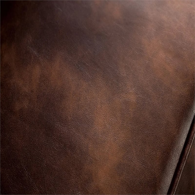 Benjara Puhi Loveseat w Accent Pillows- Brown Faux Leather- Ornate Carved 70