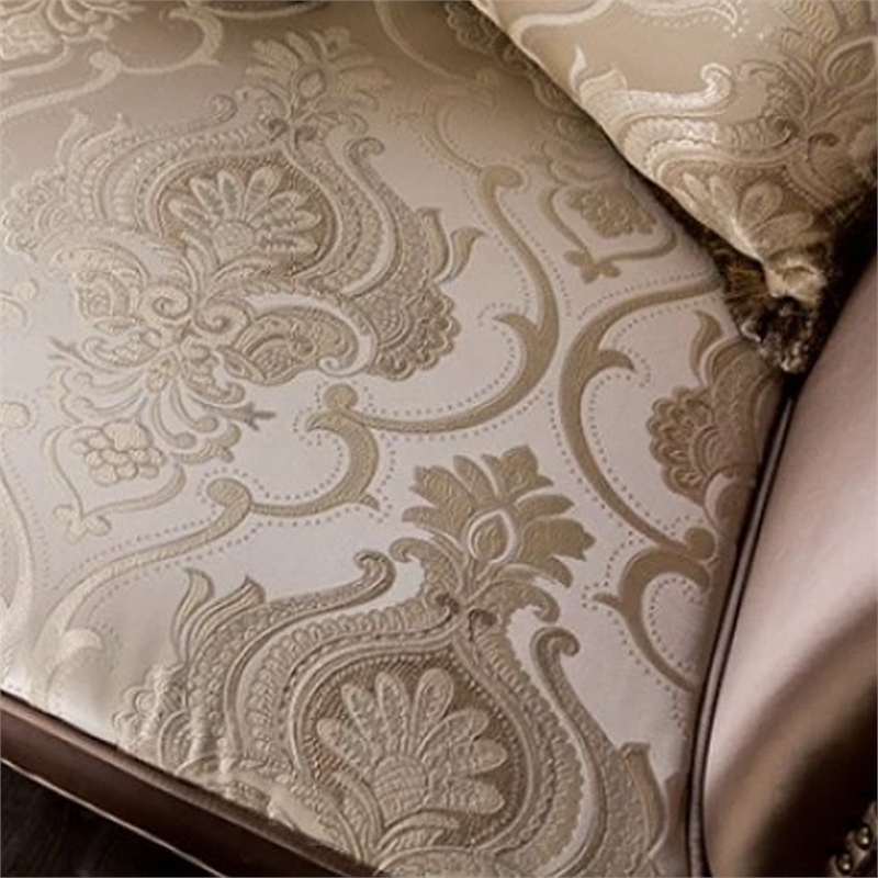 Benjara Aboi Sofa w 5 Pillows- Brown Velvet- Carved Dark Cherry Wood- 95 Inch