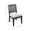 Benjara Zemi Dining Chair Set of 2- Rattan Back- Beige Seat- Black Solid Wood