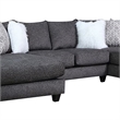 Benjara Jimi Sectional Sofa- Charcoal Gray- 6 Pillows- Solid Wood- 140 Inch