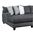 Benjara Jimi Sectional Sofa- Charcoal Gray- 6 Pillows- Solid Wood- 140 Inch