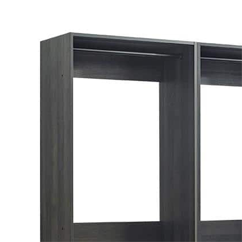 Benjara Dee Modular Closet System- 10 Shelf- 3 Hanging Rods- Gray Wood Finish