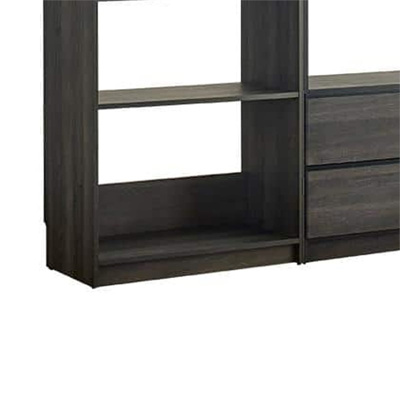 Benjara Dee Modular Closet System- 10 Shelf- 3 Hanging Rods- Gray Wood Finish