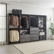 Benjara Dee Modular Closet System- 10 Shelf- 3 Hanging Rods- Gray Wood Finish