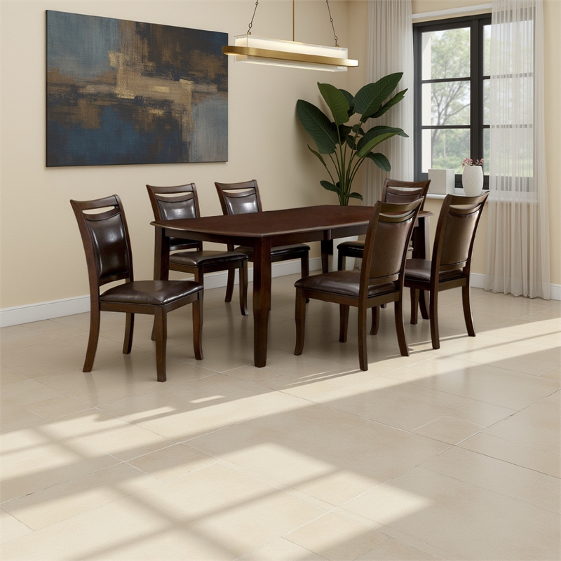 Benjara Woody 7pc Dining Table Set- 18-