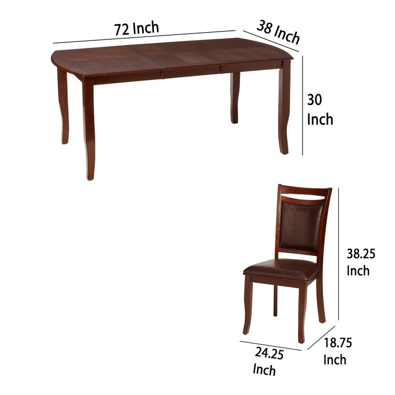 Benjara Woody 7pc Dining Table Set- 18-