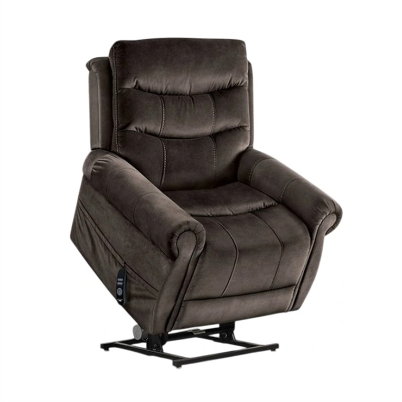 Benjara Power Lift Chair with Heat and Massage- Dark Gray Fabric- USB Port