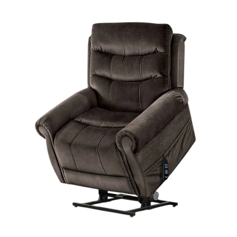 Benjara Power Lift Chair with Heat and Massage- Dark Gray Fabric- USB Port