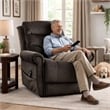 Benjara Power Lift Chair with Heat and Massage- Dark Gray Fabric- USB Port