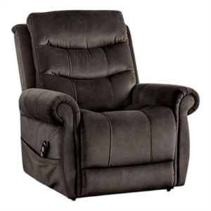 Benjara Power Lift Chair with Heat and Massage- Dark Gray Fabric- USB Port