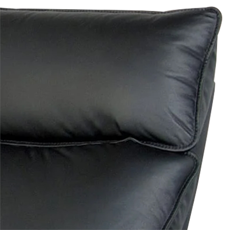 Benjara Lenne Loveseat- Black Faux Leather- Manual Recliner- 63 Inch