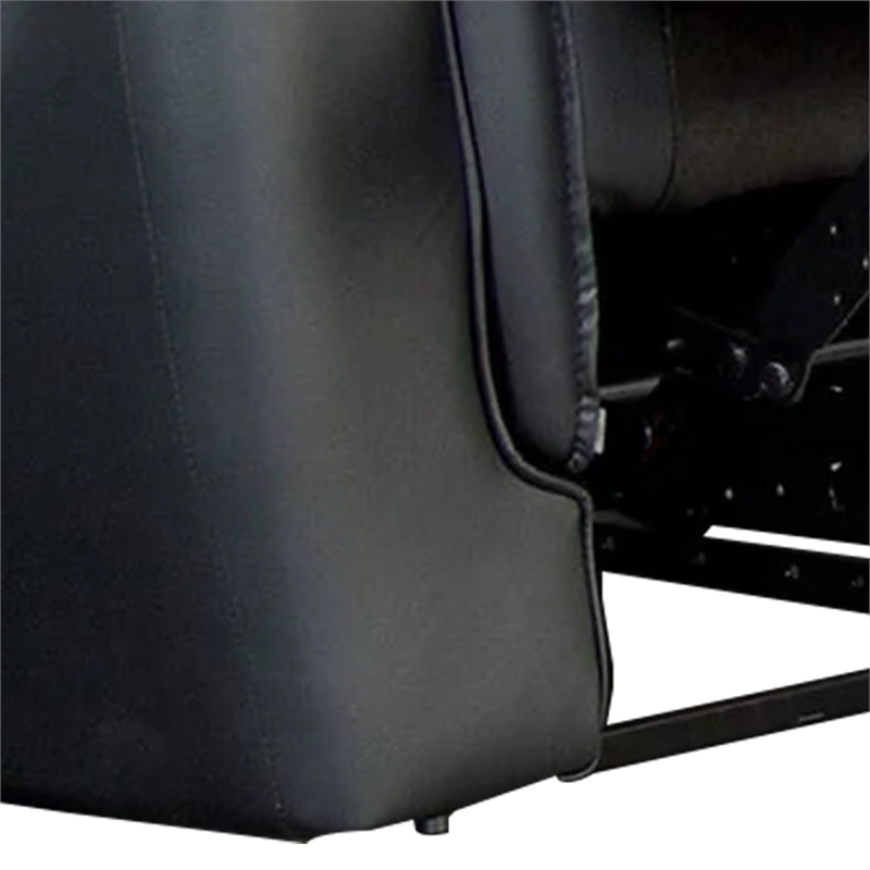 Benjara Lenne Loveseat- Black Faux Leather- Manual Recliner- 63 Inch